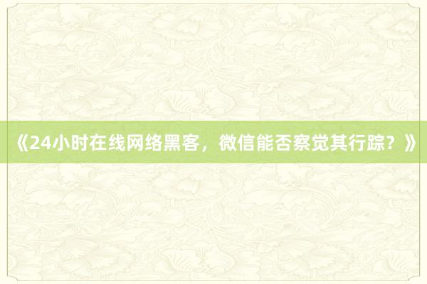 《24小时在线网络黑客，微信能否察觉其行踪？》